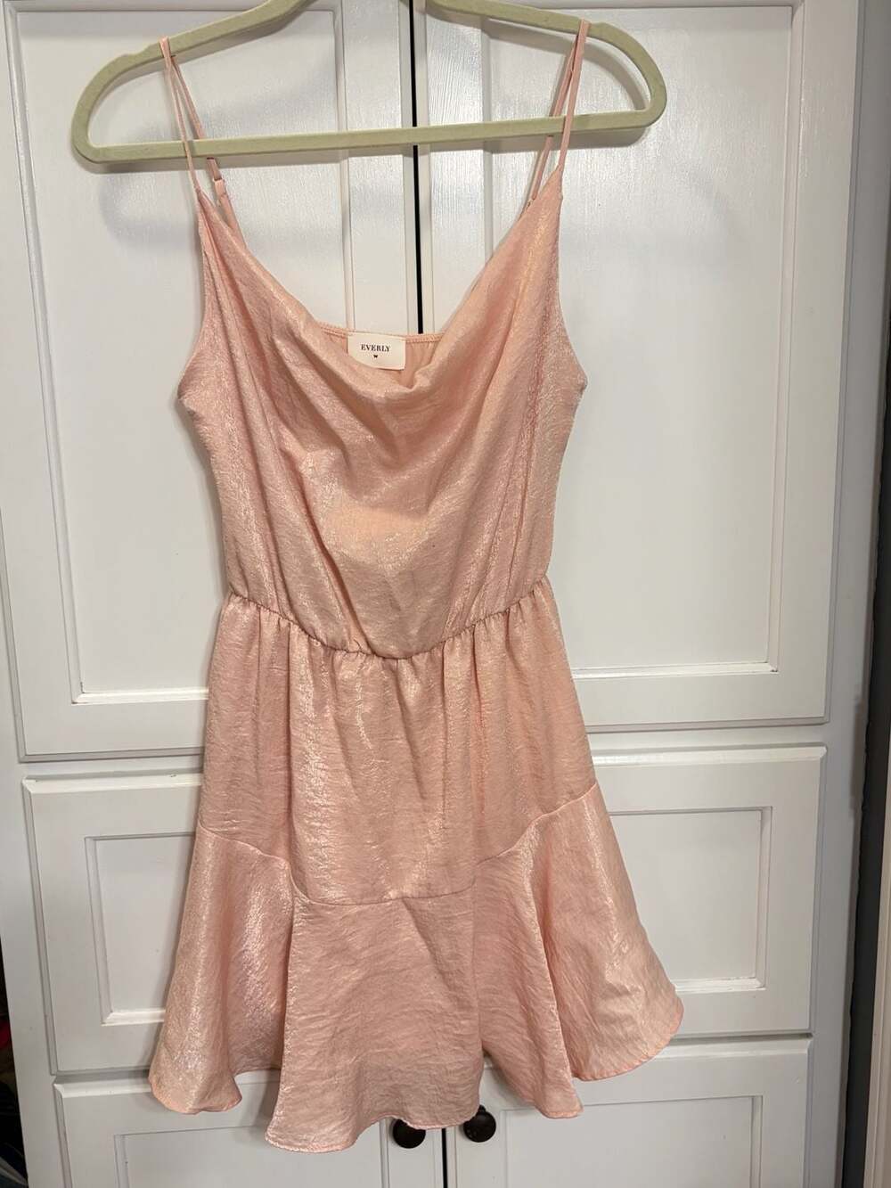 Everly Blush Pink Satin Cowl Neck Ruffle Mini Dress Small Ballerinacore Coquette
